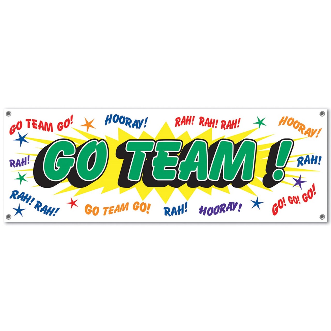 Party Central Club Pack of 12 Green and White 'Go Team' Sign Banners 60"